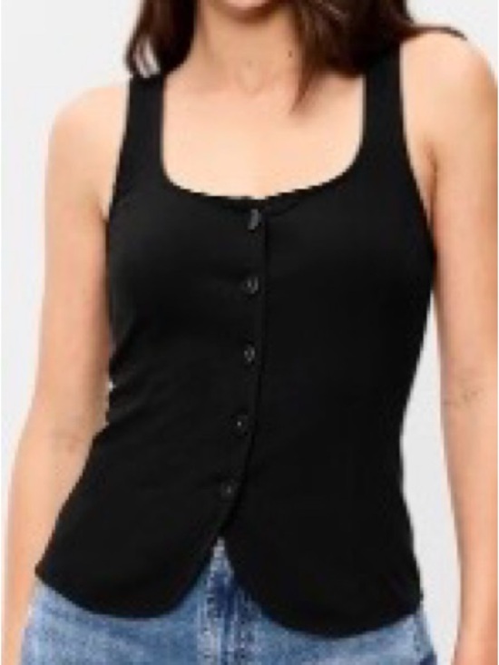 Old Navy Tops - Black Button-Front Tank Top